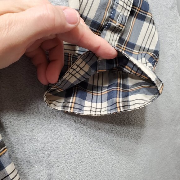 Wrangler ATG Button Up Long Sleeve Outdoorsman Plaid Shirt Black Tan Men Sz L - Picture 9 of 14